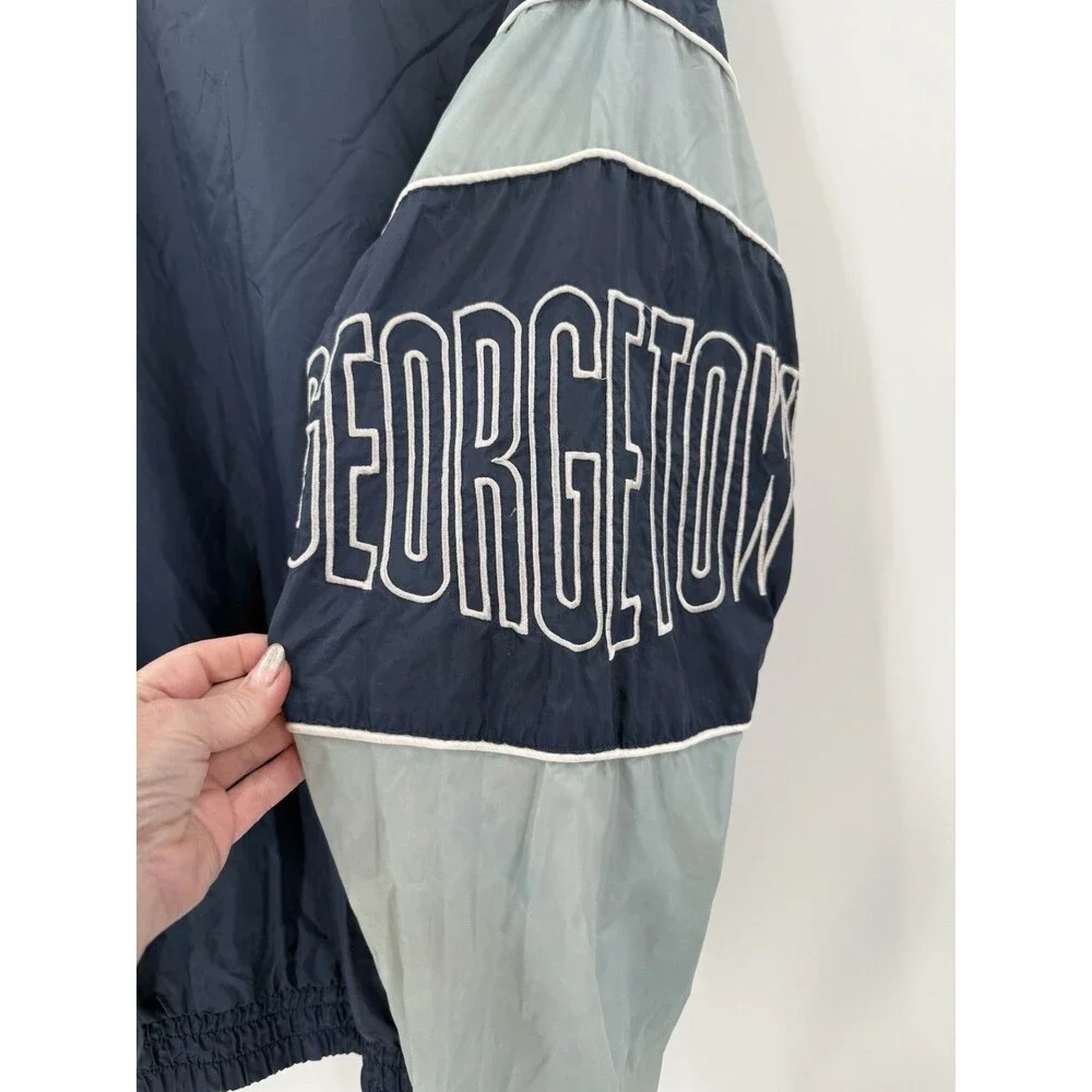 VINTAGE Starter Georgetown Windbreaker With Packable Hood Full Zip XLARGE Nylon